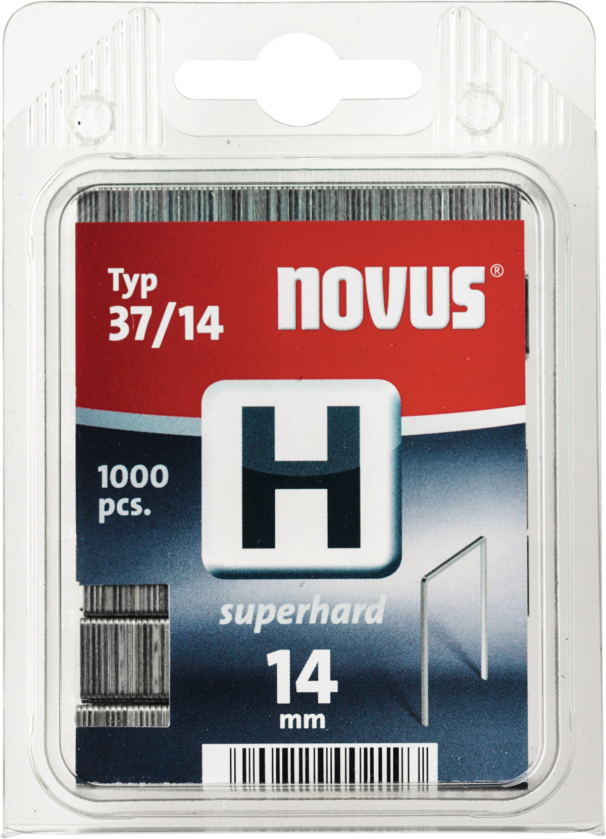 NOVUS Feindrahtklammern H Typ 37, 2000 Stück, 10,6 mm Breite, 6 mm Schenkellänge, superhart