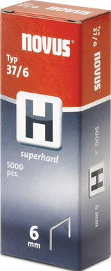 NOVUS Feindrahtklammern H Typ 37, 2000 Stück, 10,6 mm Breite, 6 mm Schenkellänge, superhart