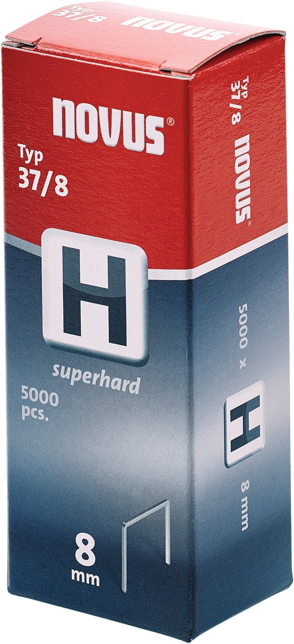 NOVUS Feindrahtklammern H Typ 37, 2000 Stück, 10,6 mm Breite, 6 mm Schenkellänge, superhart