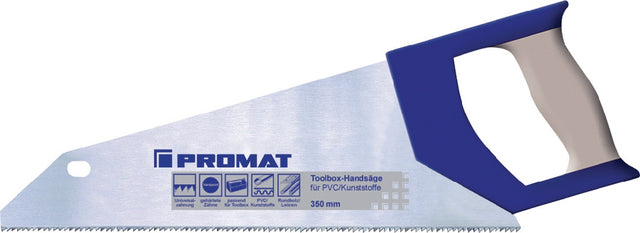 PROMAT Handsäge Blattlänge 350 mm, 12 ZpZ, feine Spezialzahnung, 2K-Komfortgriff