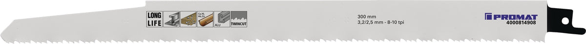 PROMAT Säbelsägeblatt 225 mm Bimetall TPI 10/14 für Metall, Holz mit Nägeln – 5 Stück