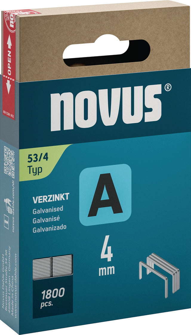 NOVUS Feindrahtklammern Typ 53, 11,3 mm Klammerbreite, 4 mm Schenkellänge