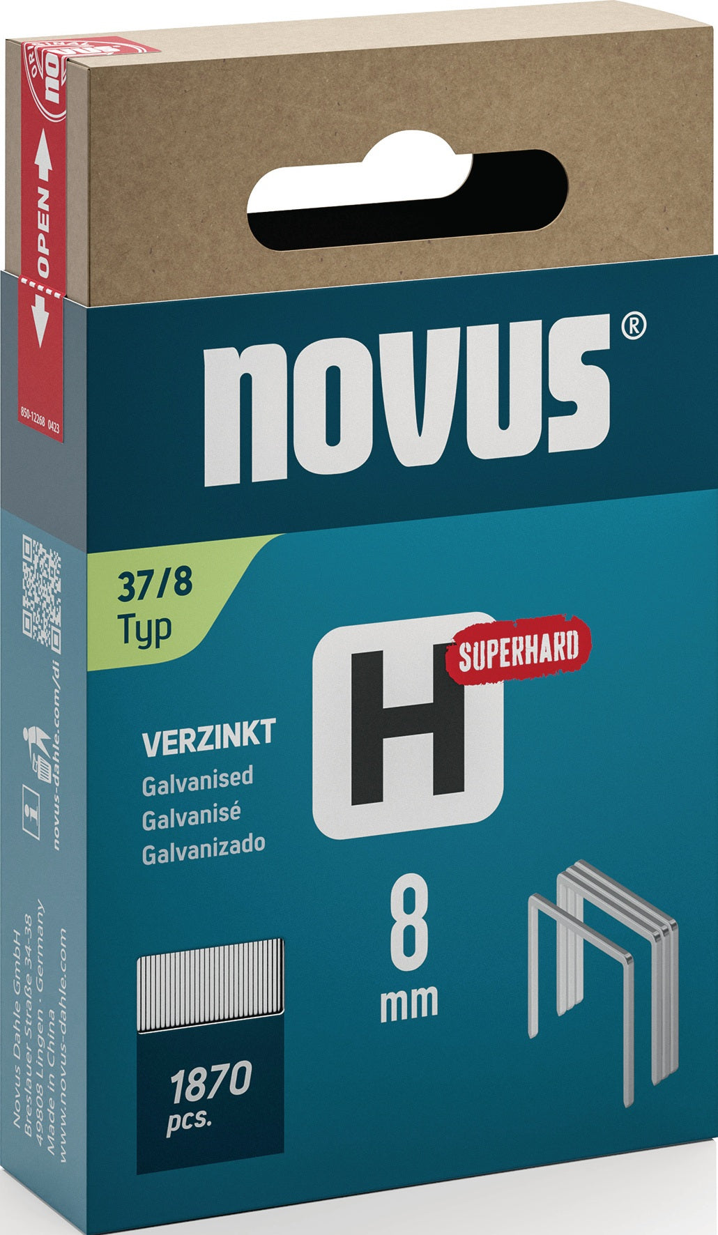NOVUS Feindrahtklammern Typ 37 H, 10,6 mm Klammerbreite, superhart