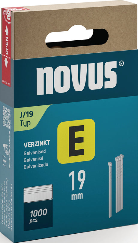 NOVUS Nägel E Typ J 19 mm mit Kopf – 1000 Stück für Handtacker
