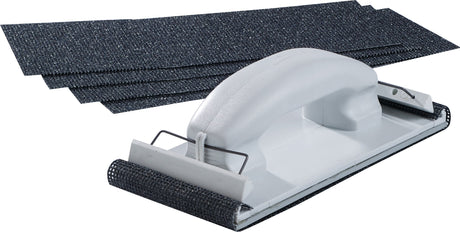 NORDWEST Handschleiferset 210 mm x 105 mm, 5-teilig, Körnung 100, mit Klemmhalterung