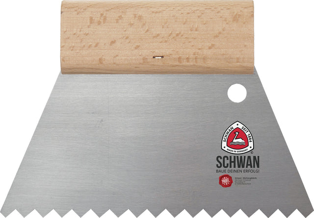 SCHWAN Kleberspachtel 180 mm x 180 mm B4 Trapezzahnung mit Holzgriff