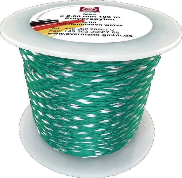 OVERMANN Maurerschnur 50 m x 1,2 mm, 25 kg Reißkraft, grün/weiß, geflochten