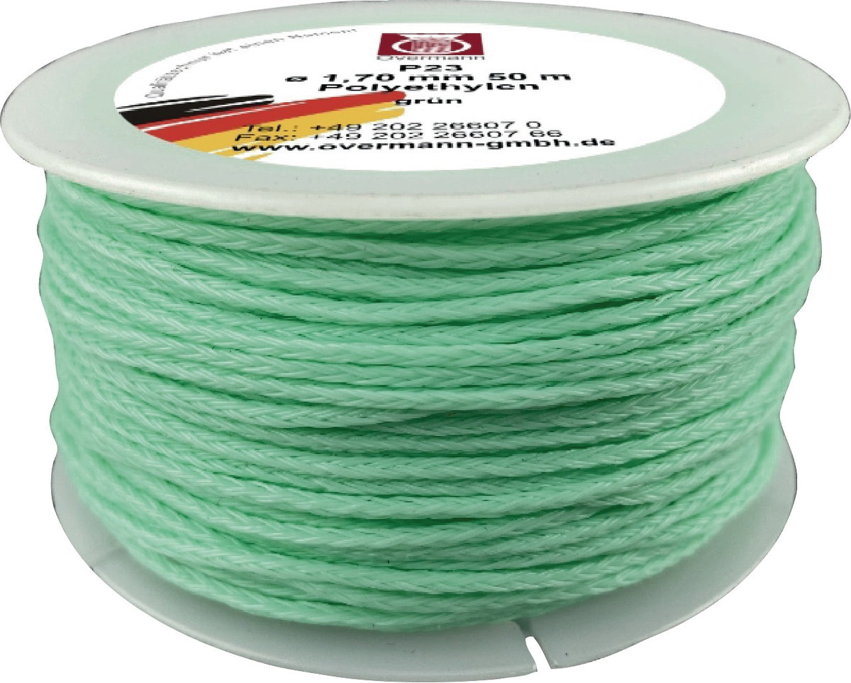 OVERMANN Maurerschnur 50 m x 1,2 mm, 25 kg Reißkraft, grün/weiß, geflochten