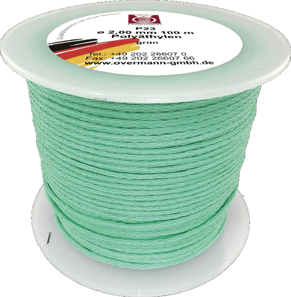 OVERMANN Maurerschnur 50 m x 1,2 mm, 25 kg Reißkraft, grün/weiß, geflochten