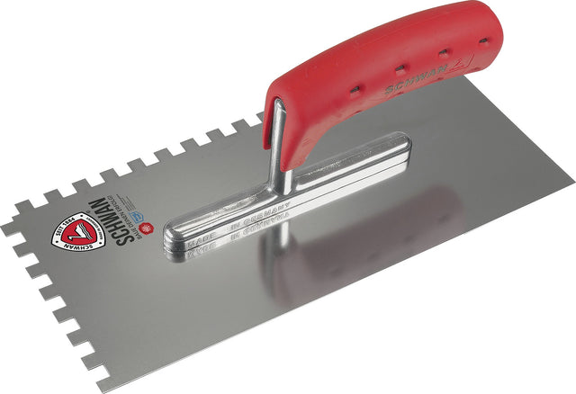 SCHWAN Glättekelle 280 x 130 mm, Zahnung 6x6, rostfreier Edelstahl, Holzheft