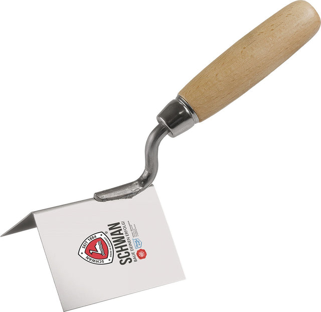 SCHWAN Außeneckenkelle 60 mm rostfreier Stahl 90° mit Holzheft
