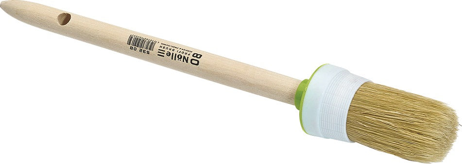 NÖLLE Ringpinsel Gr. 2, 20 mm, helle Mischborste, roher Holzstiel – 12 Stück