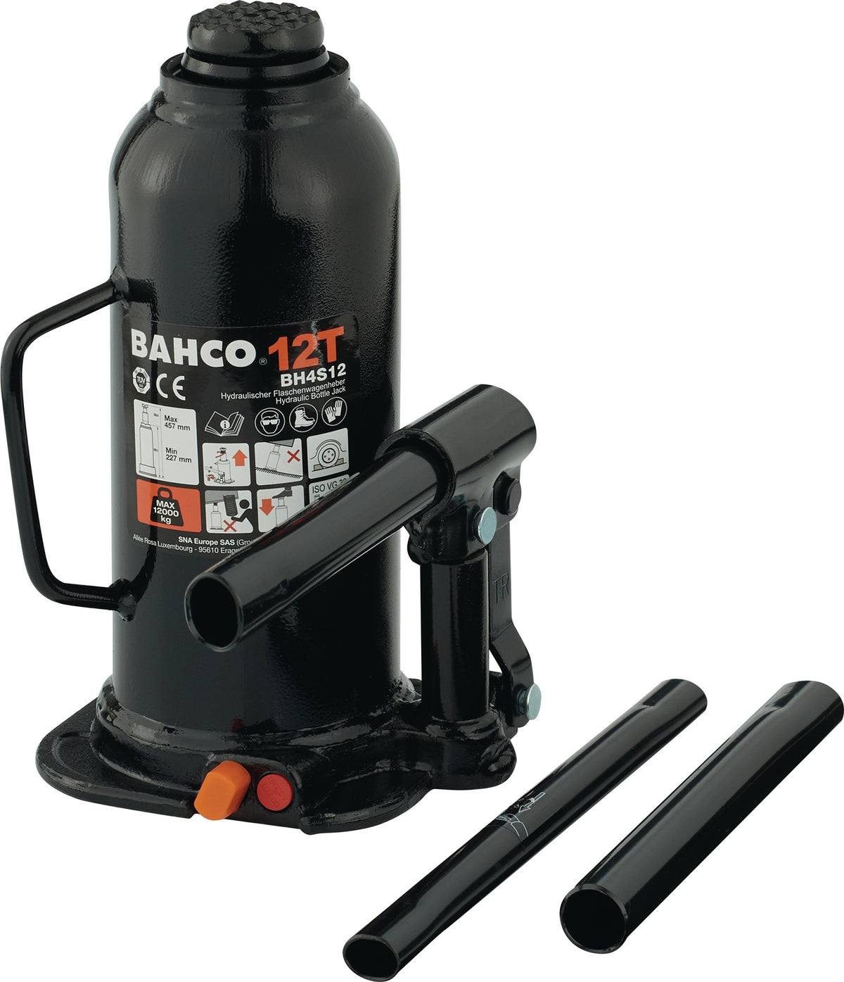 BAHCO Flaschenwagenheber 6 t Tragfähigkeit 413 mm Hub für Werkstatt und Industrie
