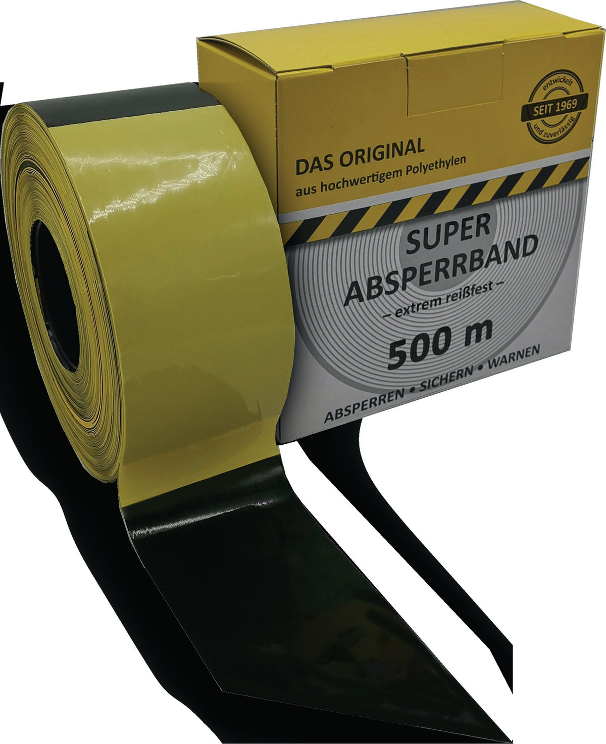 KELMAPLAST Absperrband 100 m x 80 mm rot/weiß geblockt – extrem reißfest im Spenderkarton