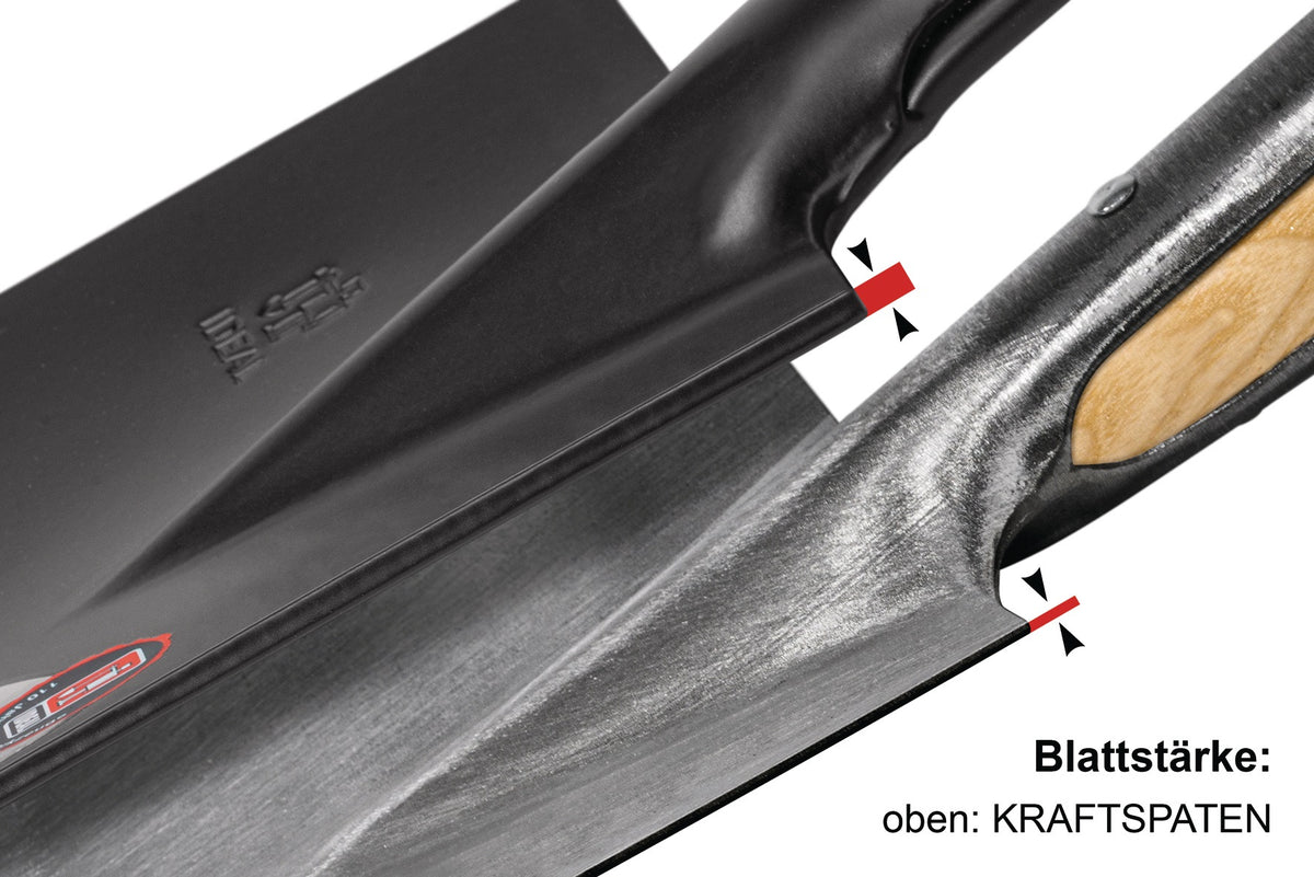 IDEAL Kraftspaten Gr.2 280x190/180 mm mit Stahlrohrstiel und Hartholzknauf – robust für Rodungsarbeiten