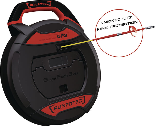RUNPOTEC Kabeleinziehgerät GF3 Glasfaserstab 20 m mit Zubehörbox für Rohre Ø 10-50 mm