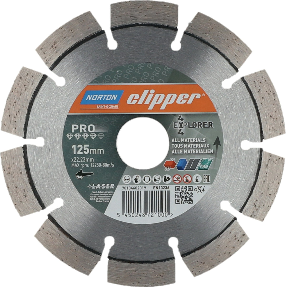 NORTON CLIPPER Diamanttrennscheibe 4x4 Explorer 125 mm für Winkelschleifer