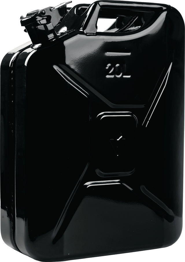VALPRO Kraftstoffkanister 20 l Schwarz RAL 9005 – Stahlblech 0,9 mm, Bajonettverschluss, DIN 7274