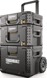 ToughBuilt StackTech Werkzeugkisten-Set fahrbar – 3-teilig, stapelbar, mit Rollen und Teleskopgriff