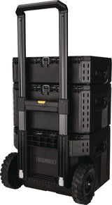 ToughBuilt StackTech Werkzeugkisten-Set fahrbar – 3-teilig, stapelbar, mit Rollen und Teleskopgriff