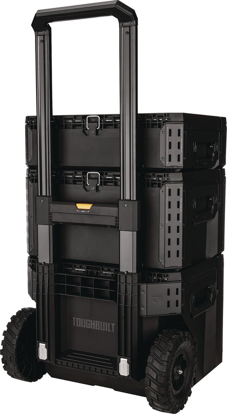 ToughBuilt StackTech Werkzeugkisten-Set fahrbar – 3-teilig, stapelbar, mit Rollen und Teleskopgriff