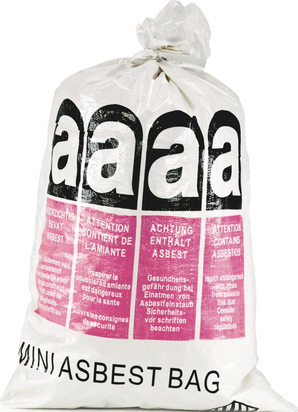 ASUP Bändchengewebesack 120 l mit Verschlussband – 700 x 1100 mm, Aufdruck mini Asbest