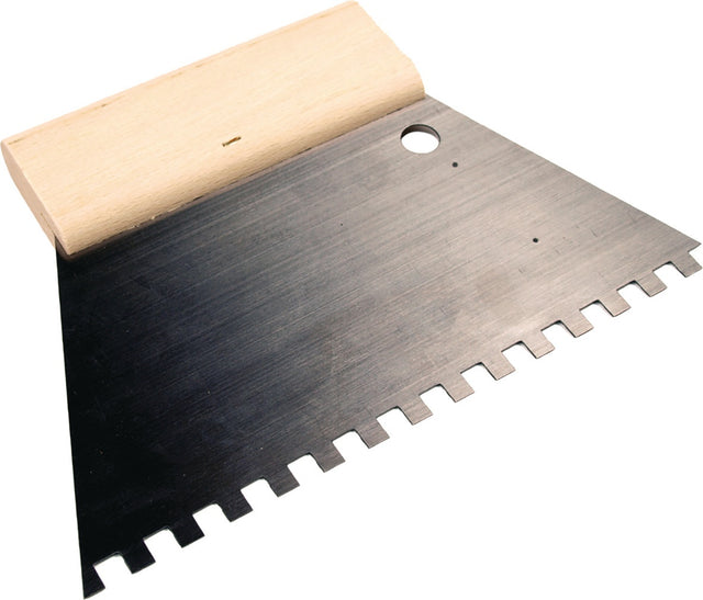 HAROMAC Kleberspachtel 128x180 mm Zahnung 6x6 mm – Rostfreier Edelstahl C2 mit Buchenholzgriff