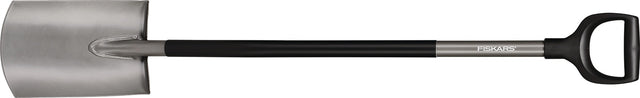 FISKARS Gärtnerspaten rund mit D-Griff – Stahl, 1250 mm Stiel, SoftGrip