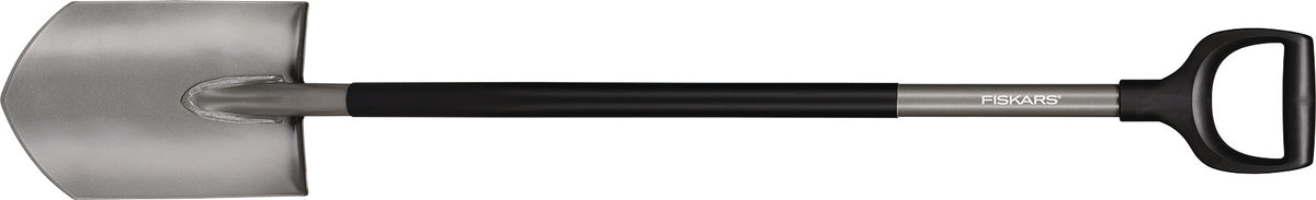 FISKARS Gärtnerspaten rund mit D-Griff – Stahl, 1250 mm Stiel, SoftGrip