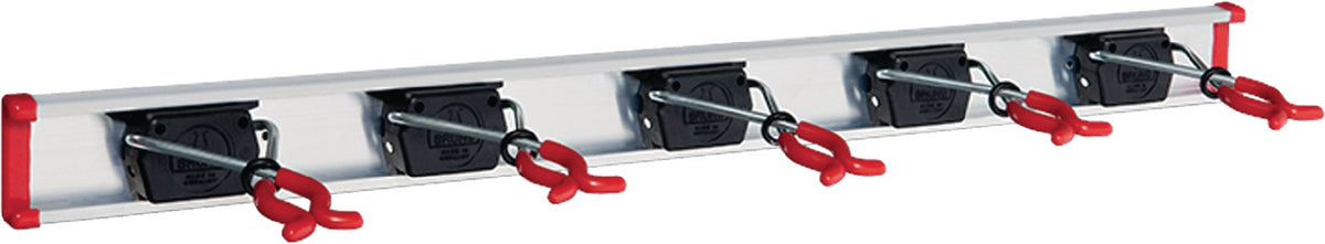 BRUNS Gerätehalter Führungsschiene 500 mm mit 2 Haken und 4 Haltern aus Aluminium