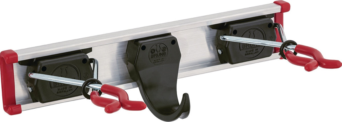 BRUNS Gerätehalter Führungsschiene 500 mm mit 2 Haken und 4 Haltern aus Aluminium