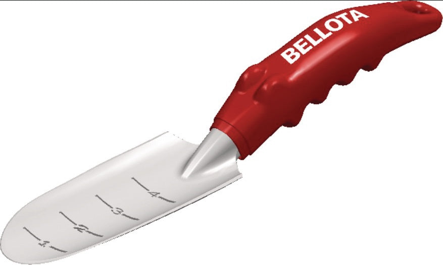 Blumenkelle 300 mm von BELLOTA – schmales Aluminium-Pflanzgefäß mit Skala und ergonomischem Griff