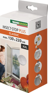 WINDHAGER Fliegengitter H220 x B130 cm weiß UV-beständig – Insektenschutz für bodentiefe Fenster