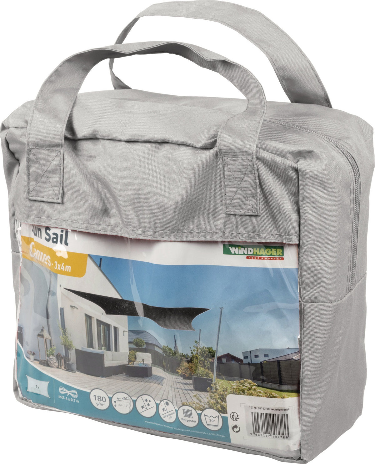 Sonnensegel CANNES RE 4x3 m anthrazit von WINDHAGER – UV-Schutz 50+, wind- und wasserabweisend