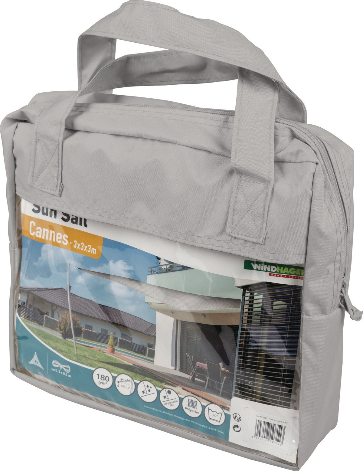Sonnensegel CANNES DR 3x3 m anthrazit von WINDHAGER – UV-Schutz 50+, reißfest, inkl. Seil