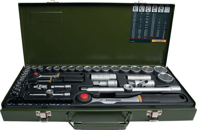 PROXXON Steckschlüssel-Satz 23040 56-teilig 1/4 + 1/2 Zoll SW 4-32 mm 72 Zähne 6-Kant