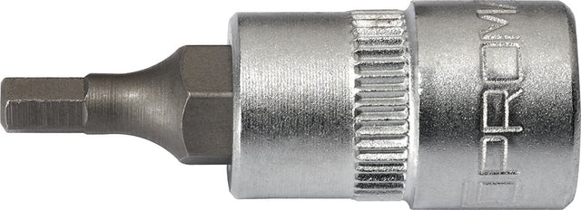 PROMAT Steckschlüsseleinsatz 1/4 Zoll 6-kant SW 3 mm, Länge 32 mm, Chrom-Vanadium