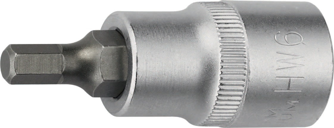 PROMAT Steckschlüsseleinsatz 1/2 Zoll Innen-6-kant SW 6 mm, Länge 90 mm, Chrom-Vanadium-Stahl