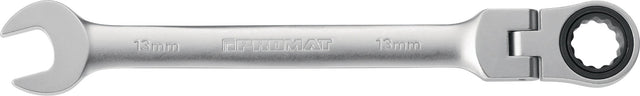 PROMAT Maulringratschenschlüssel SW 13 mm, 180 mm, flexibler Ringkopf, 72 Zähne