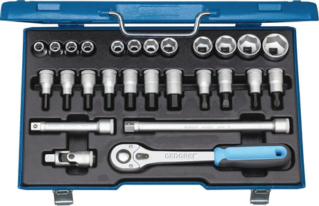 GEDORE Steckschlüsselsatz 19 IMU-10, 27-teilig, 1/2 Zoll, SW 10-30 mm, 6-Kant, 32 Zähne