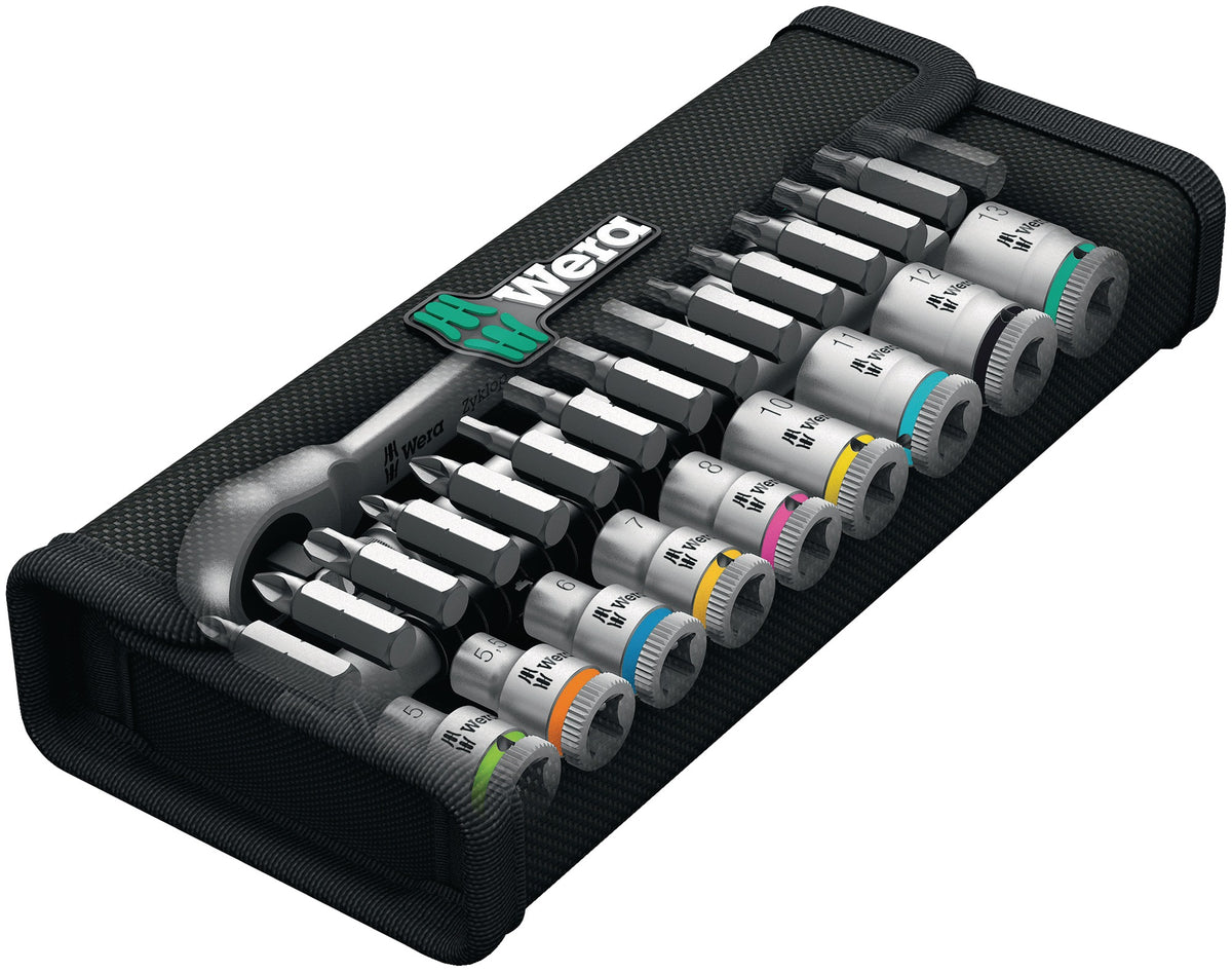 WERA Steckschlüsselsatz Zyklop Metal 29-tlg. 3/8 Zoll SW 8-19 mm mit 76-Zahn-Knarre