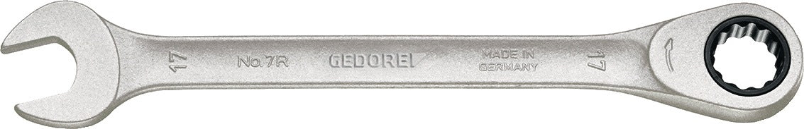 GEDORE Maulringratschenschlüssel 7 R SW 17 mm – 60 Zähne, 6° Rückschwenkwinkel, CV-Stahl
