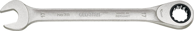 GEDORE Maulringratschenschlüssel 7 R SW 17 mm – 60 Zähne, 6° Rückschwenkwinkel, CV-Stahl