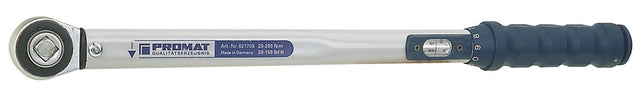 PROMAT Drehmomentschlüsselset 12-teilig 40-200 Nm 1/2 Zoll mit 9 Einsätzen & Verlängerung