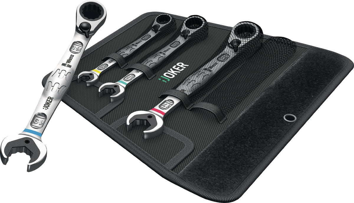 WERA Maulringratschenschlüsselsatz Joker 4-tlg. SW 10-19mm – mit Haltefunktion & 80 Zähnen
