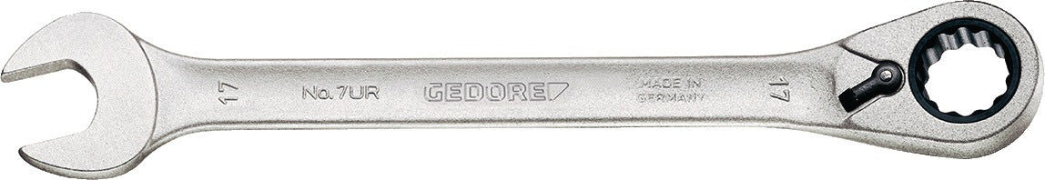 GEDORE Maulringratschenschlüssel 7 UR SW 8 mm, umschaltbar, Ringseite 13° abgewinkelt, Länge 140 mm