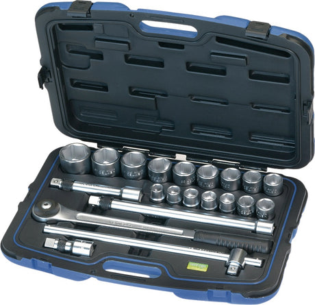 HEYTEC Steckschlüsselsatz 21-teilig 3/4 Zoll SW 19-50 mm mit 72-Zahn-Umschaltknarre