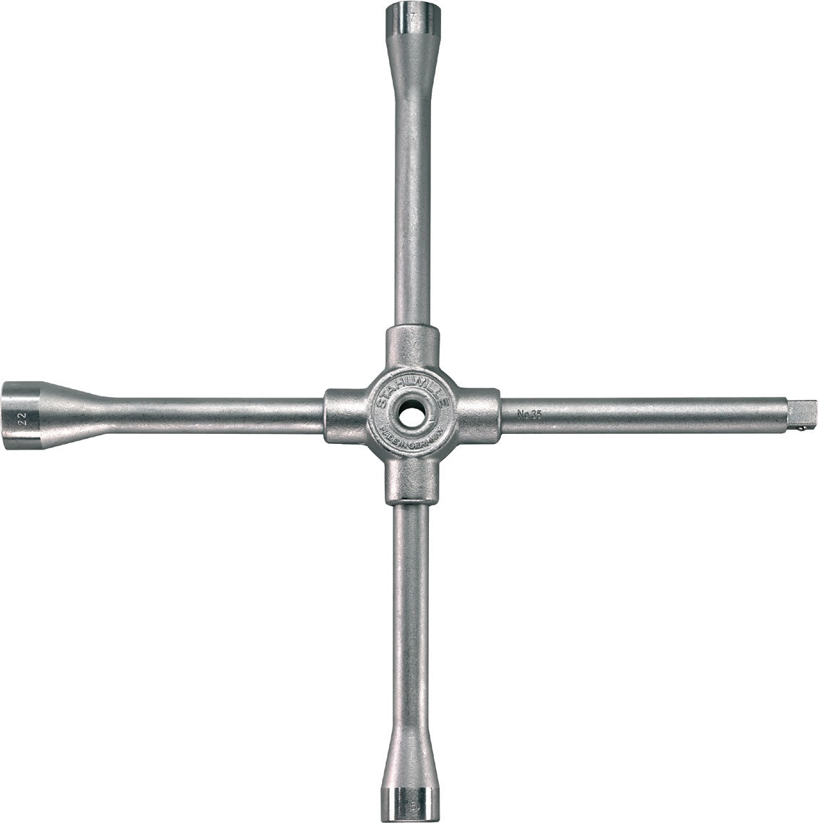 STAHLWILLE Kreuzschlüssel 35 C PKW 17x19x22x12,5 mm – Chrom-Alloy-Stahl, verchromt, 400 mm