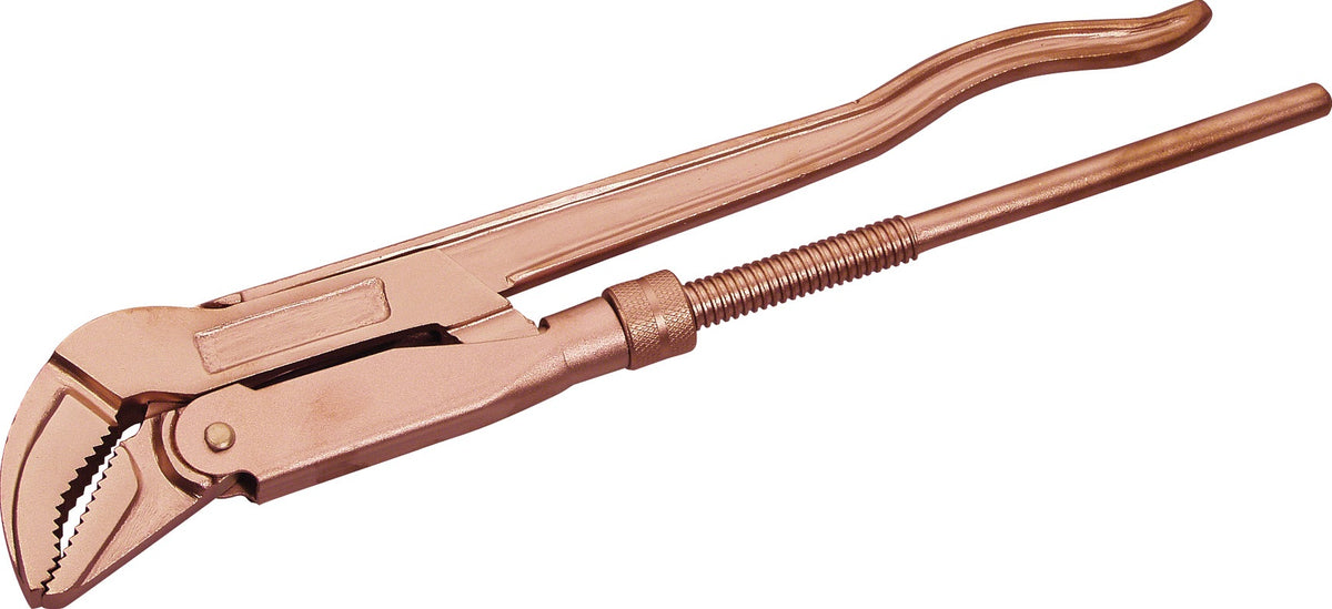 Eckrohrzange 540 mm für Rohre 2 Zoll von ENDRES TOOLS – funkenfrei, Kupfer-Beryllium, Maulstellung 45°