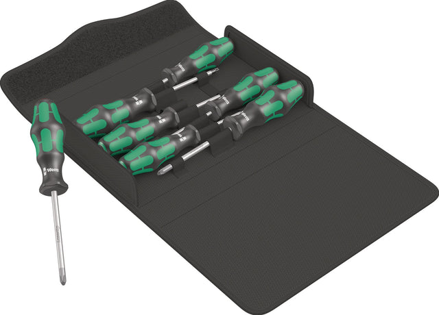 WERA Schraubendrehersatz Kraftform 300/7 Set 1, 7-teilig, Schlitz/PH/PZD/TX, mit Lasertip